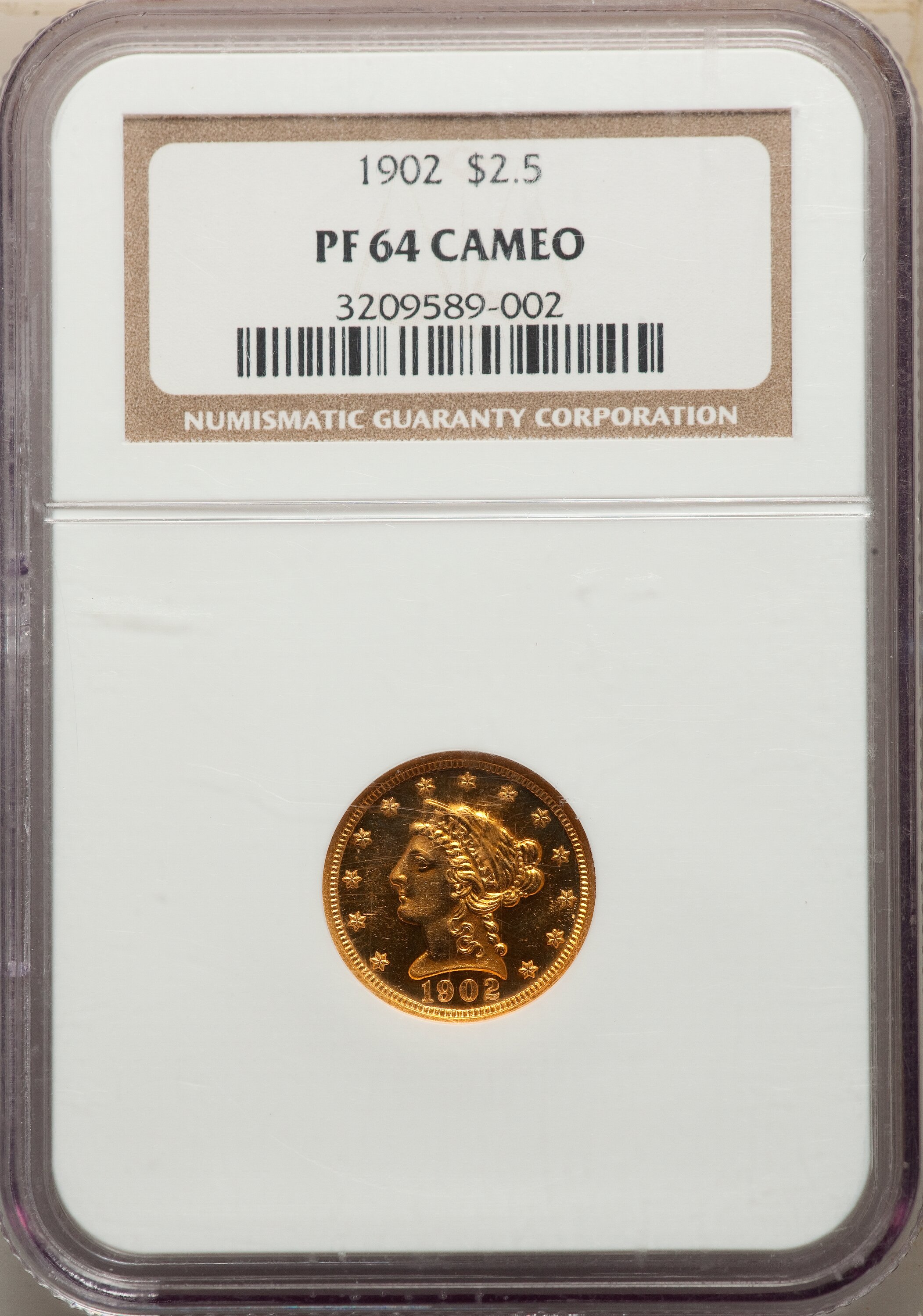 image for: 1902 $2 1/2 PR64 Cameo NGC. JD-1, R.4....