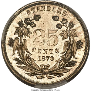image for: 1870 25C Standard Silver Quarter Dollar, Judd-893A, Pollock-991, Unique, PR64 PCGS....