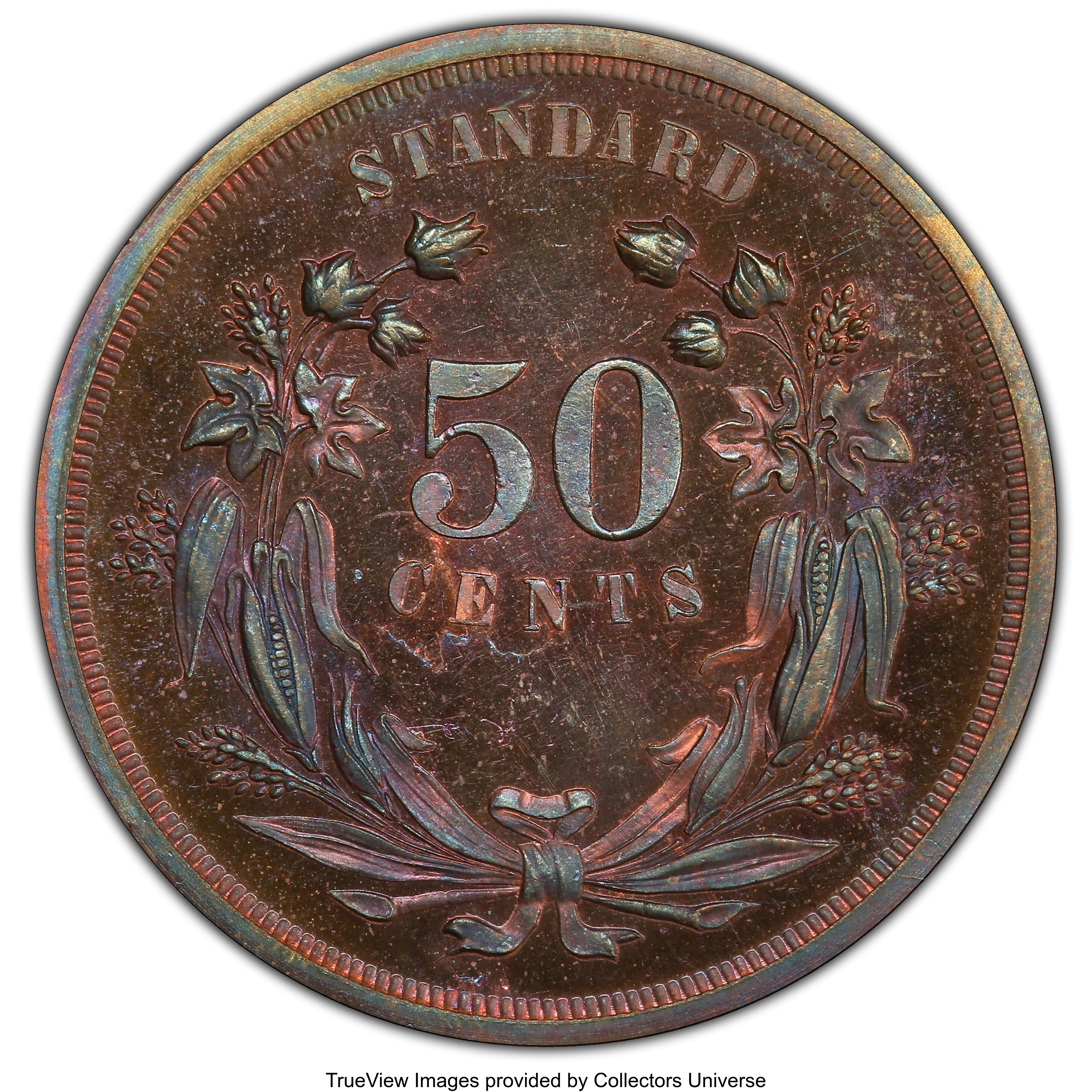 image for: 1870 50C Standard Silver Half Dollar, Judd-929, Pollock-1034, R.7, PR64+ Red and Brown PCGS. CAC....