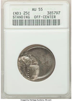 image for: (1917-1930) Standing Liberty Quarter, Type Two -- Struck Off-Center -- AU55 ANACS....