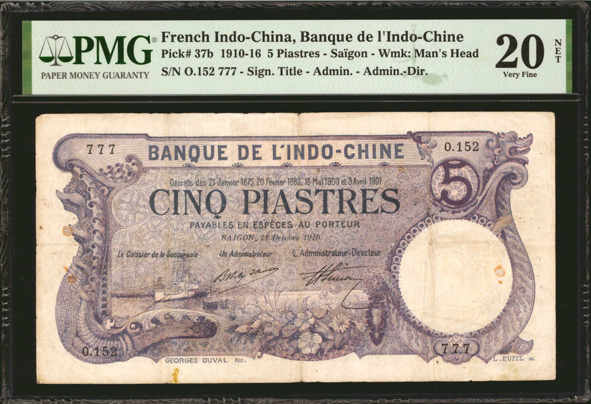 image for: French Indo-China  5 piastres(B119bs)