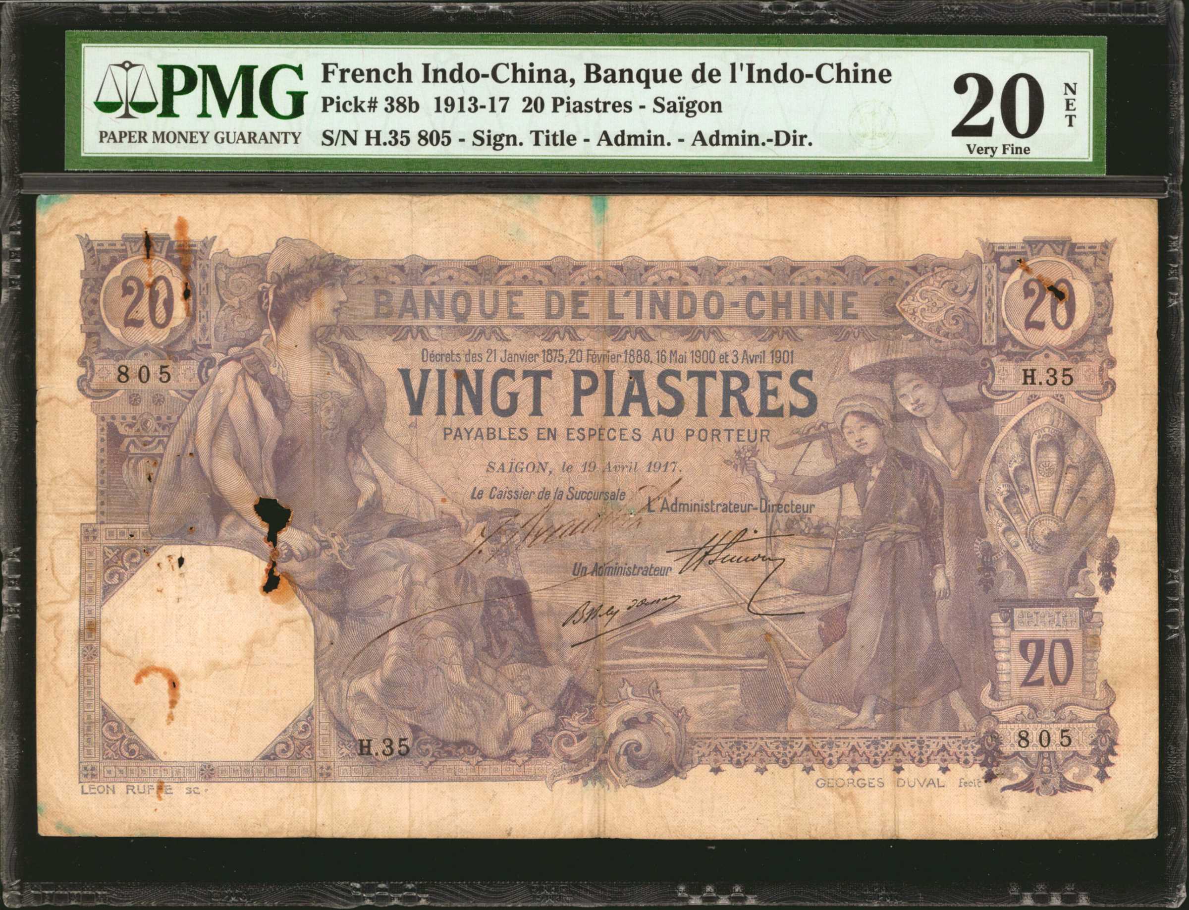 image for: French Indo-China  20 piastres(B121a)