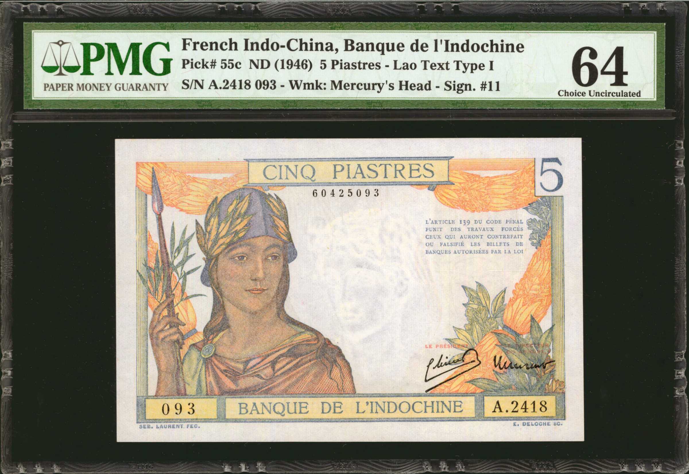 image for: French Indo-China  5 piastres(B136a)