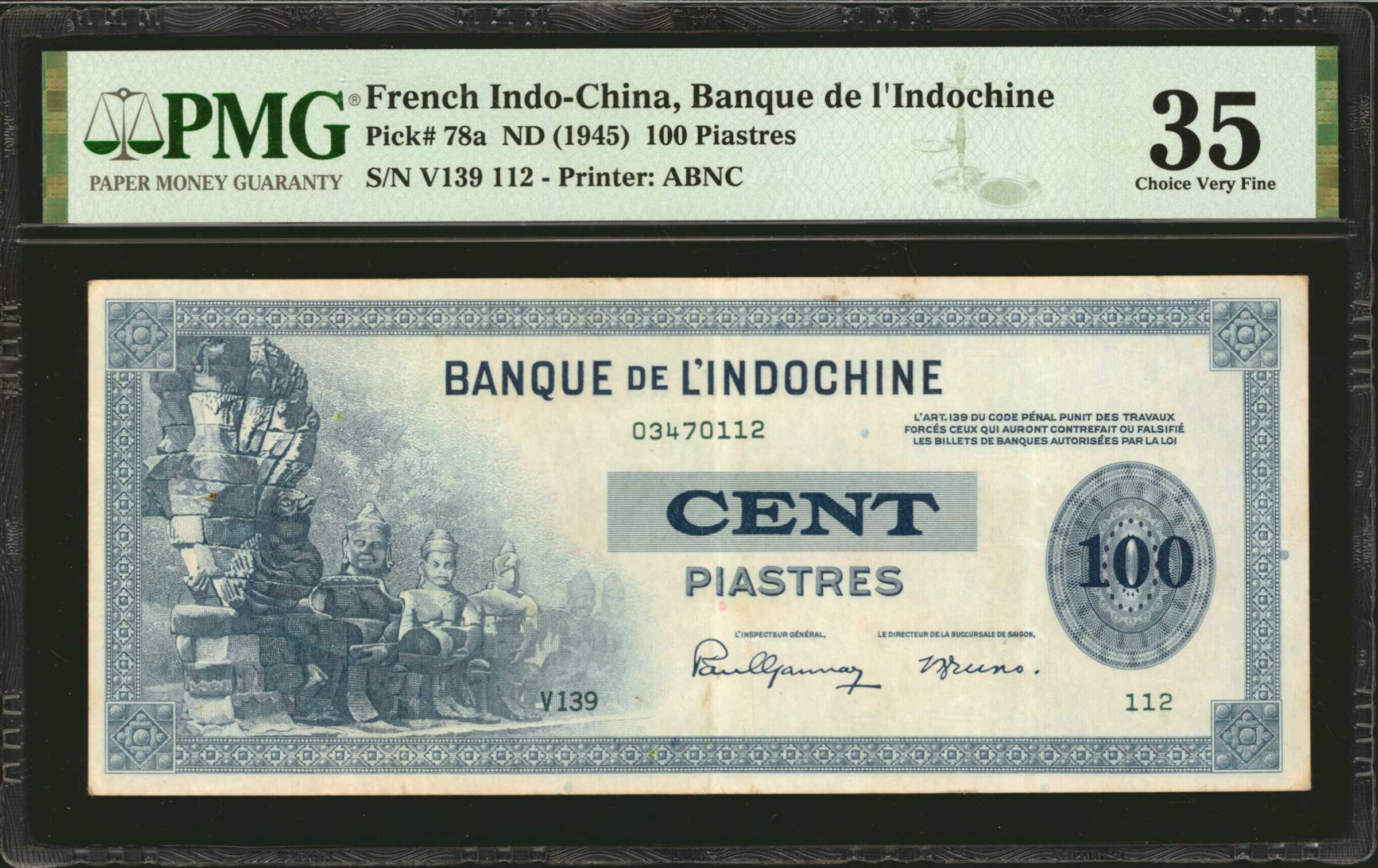 image for: French Indo-China  100 piastres(B162as3)