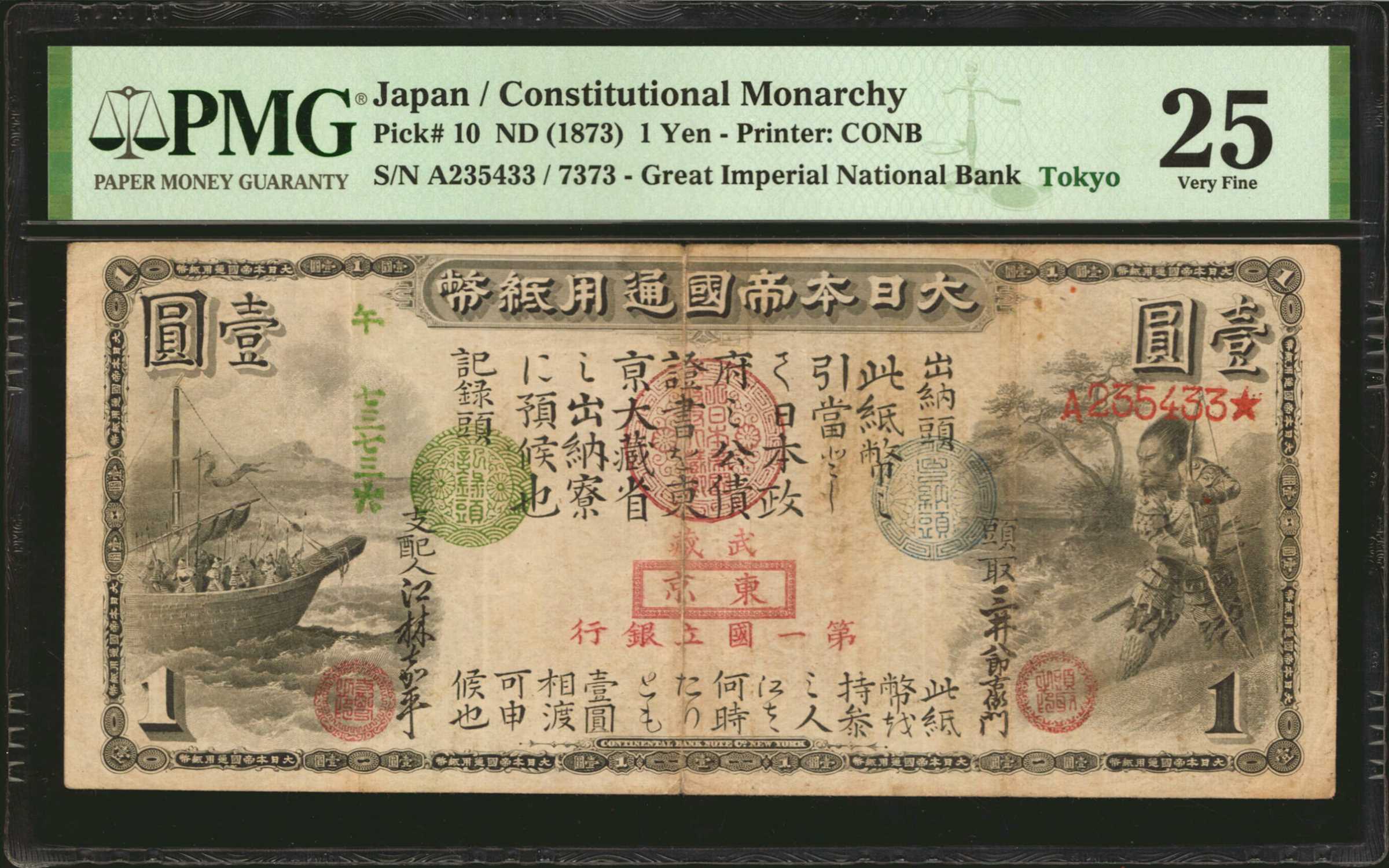 image for: Japan  ?? -1 yen) (B201a24)