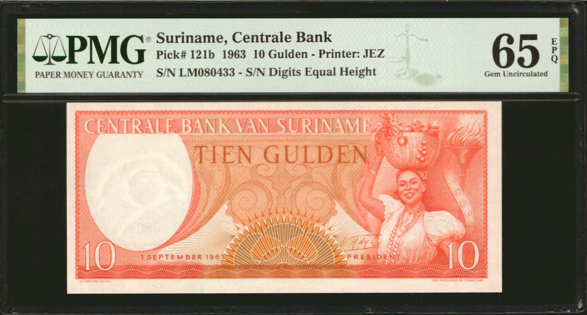 image for: Suriname  10 gulden (guilders)(B507as)