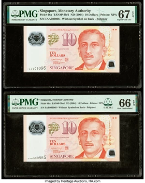 image for: Singapore 10 dollars (B201a)