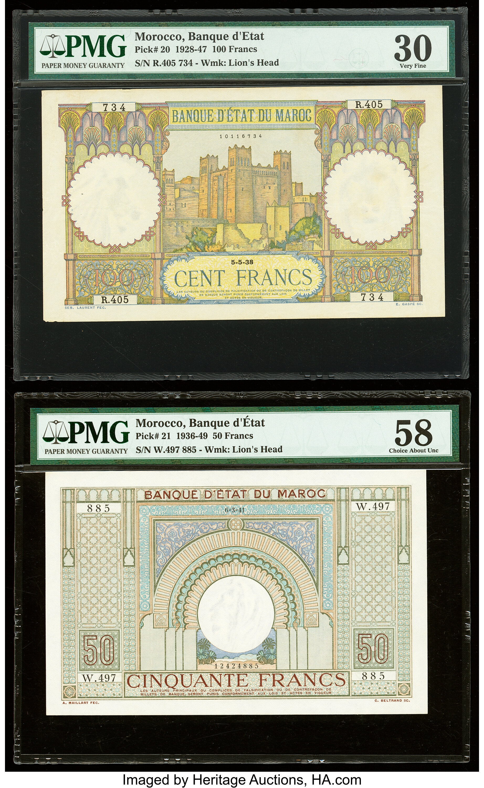 image for: Morocco  100 francs(B214ds)