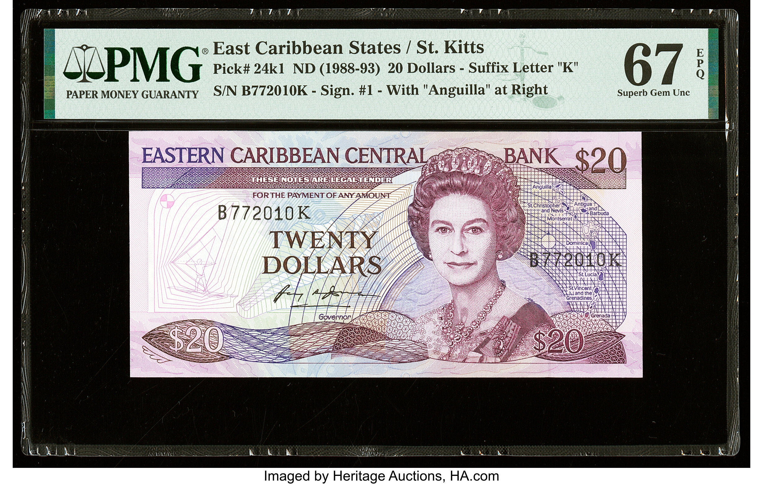 image for: East Caribbean States  20 dollars (B208k1)