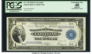 image for: Fr. 719 $1 1918 Federal Reserve Bank Note PCGS Apparent Extremely Fine 40....