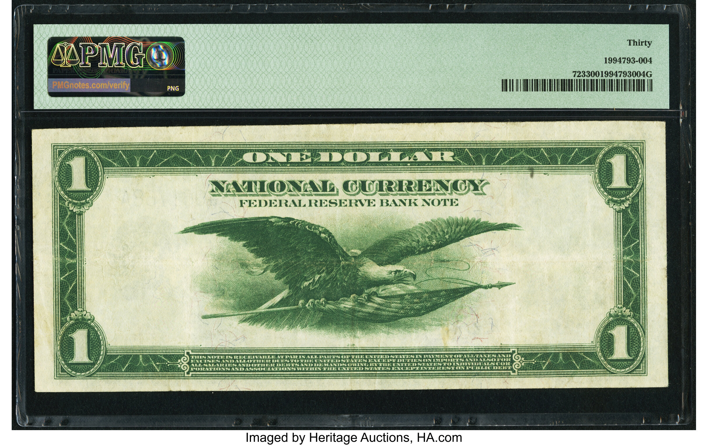 image for: Fr. 723 $1 1918 Federal Reserve Bank Note PMG Very Fine 30....