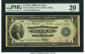 image for: Fr. 732 $1 1918 Federal Reserve Bank Note PMG Very Fine 20....