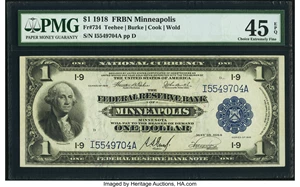 image for: Fr. 734 $1 1918 Federal Reserve Bank Note PMG Choice Extremely Fine 45 EPQ....