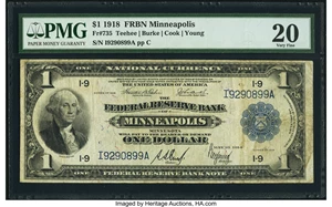 image for: Fr. 735 $1 1918 Federal Reserve Bank Note PMG Very Fine 20....