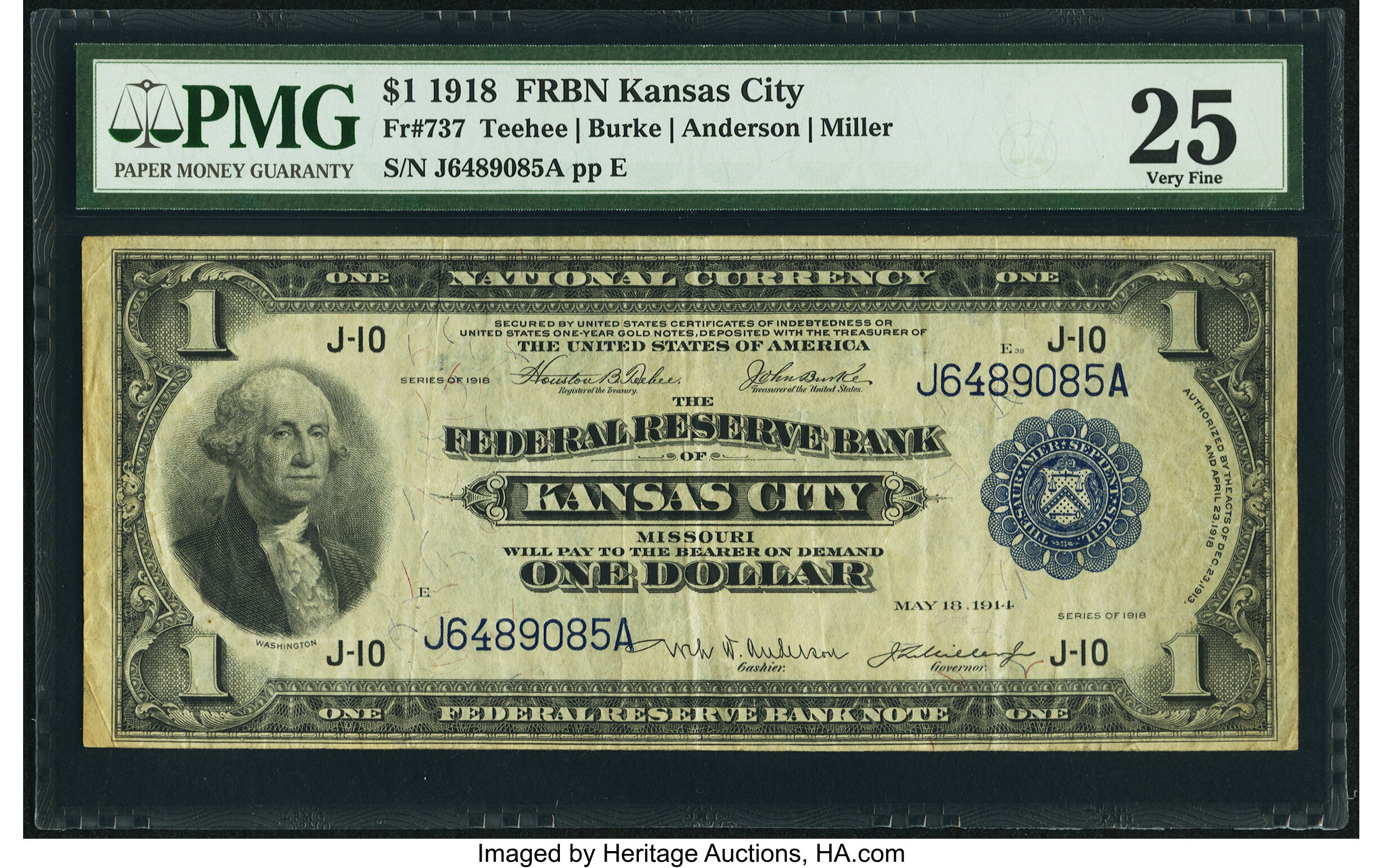 image for: Fr. 737 $1 1918 Federal Reserve Bank Note PMG Very Fine 25....