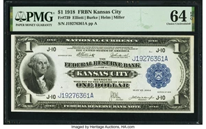 image for: Fr. 739 $1 1918 Federal Reserve Bank Note PMG Choice Uncirculated 64 EPQ....
