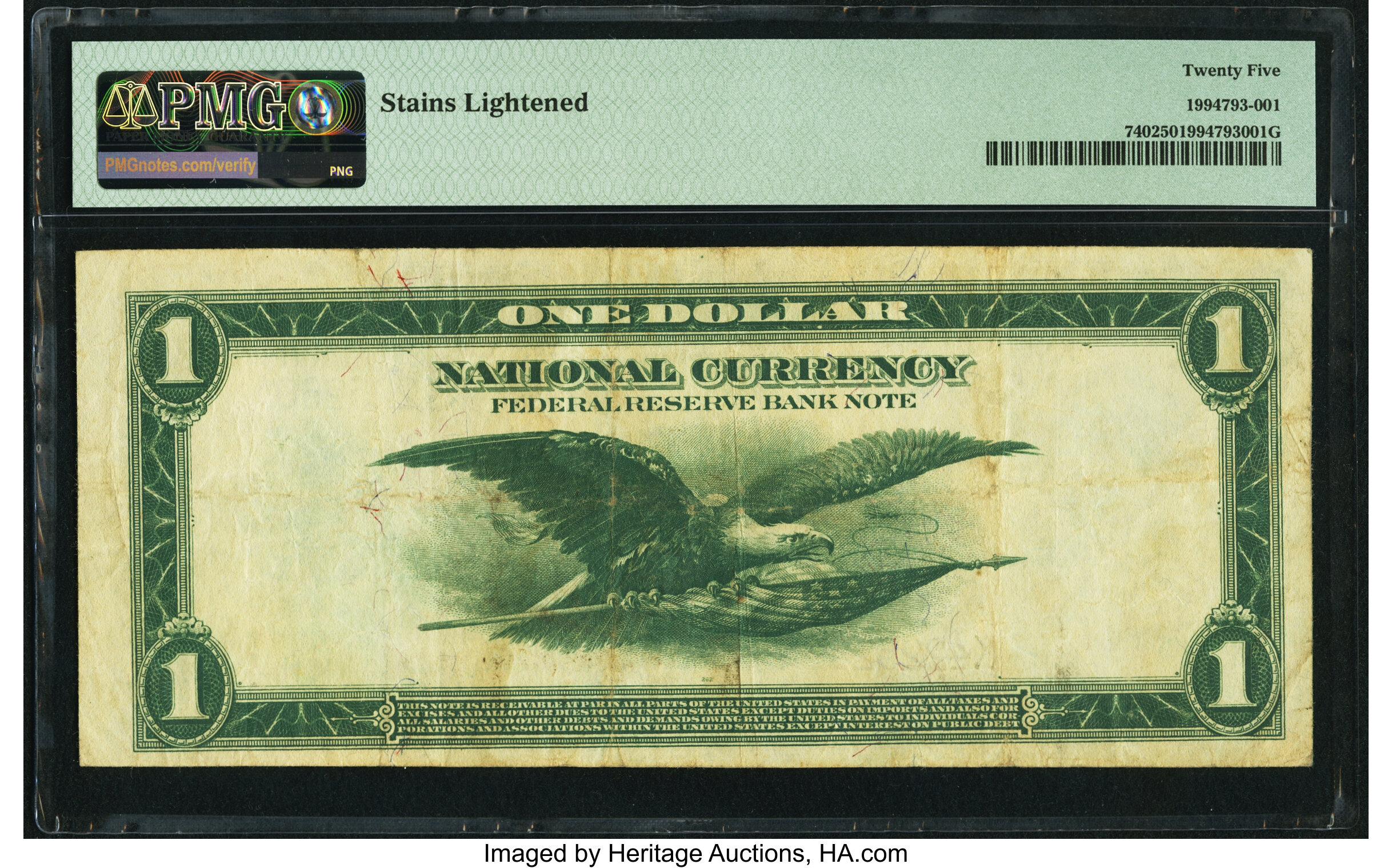 image for: Fr. 740 $1 1918 Federal Reserve Bank Note PMG Very Fine 25....