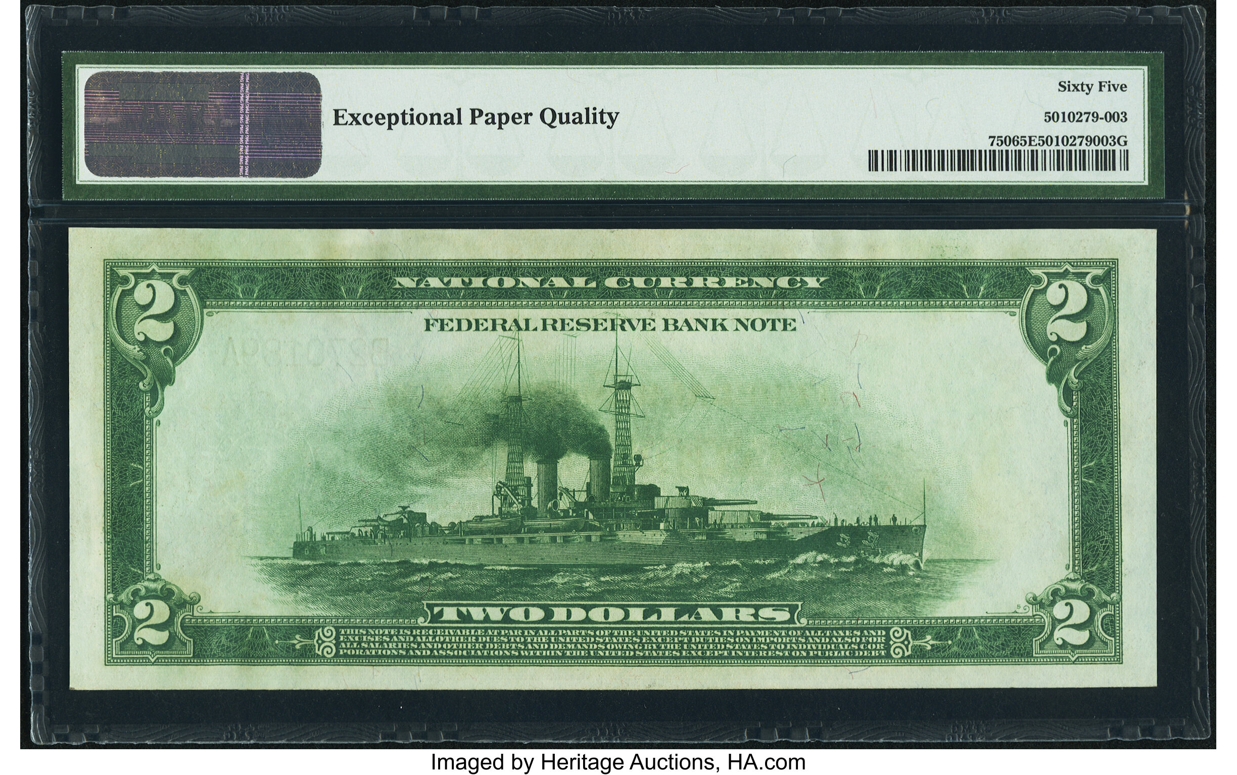 image for: Fr. 750 $2 1918 Federal Reserve Bank Note PMG Gem Uncirculated 65 EPQ....