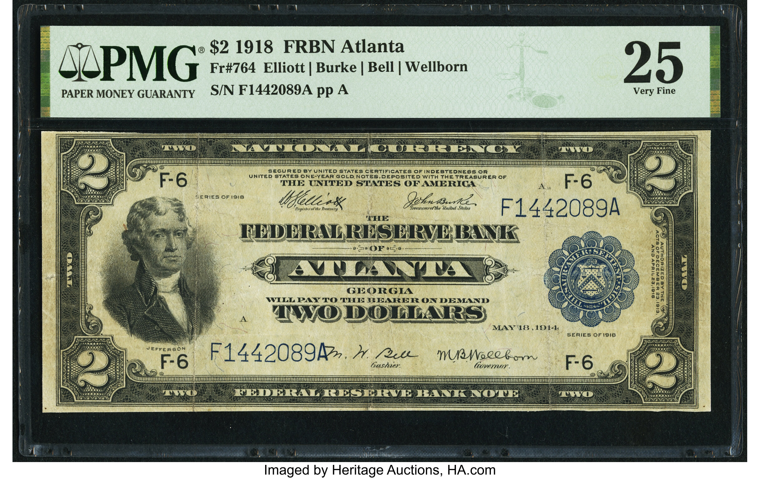 image for: Fr. 764 $2 1918 Federal Reserve Bank Note PMG Very Fine 25....