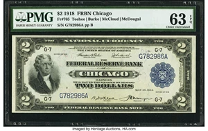 image for: Fr. 765 $2 1918 Federal Reserve Bank Note PMG Choice Uncirculated 63 EPQ....