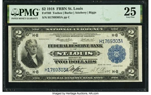 image for: Fr. 769 $2 1918 Federal Reserve Bank Note PMG Very Fine 25....