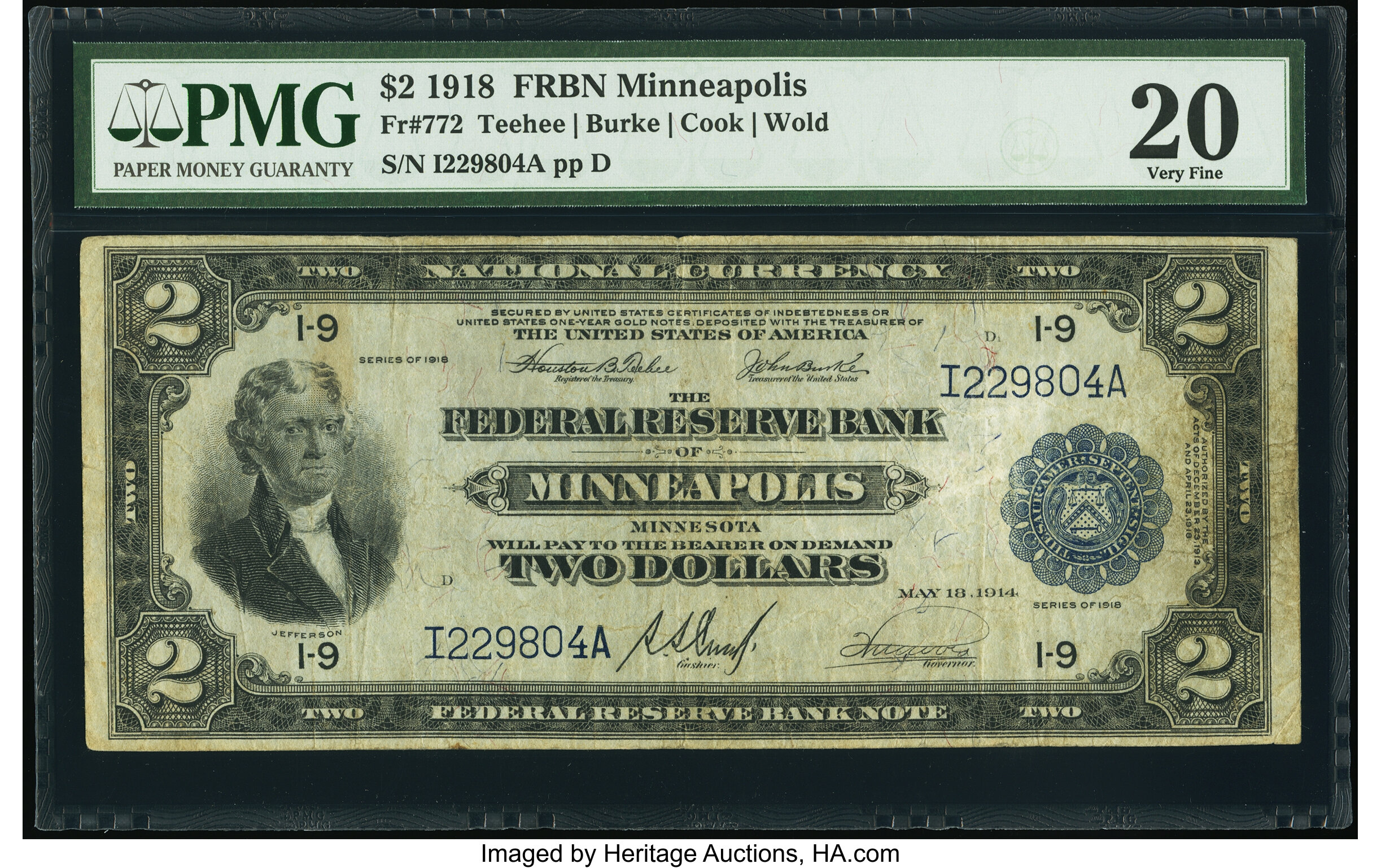 image for: Fr. 772 $2 1918 Federal Reserve Bank Note PMG Very Fine 20....