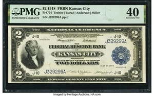 image for: Fr. 774 $2 1918 Federal Reserve Bank Note PMG Extremely Fine 40....