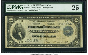image for: Fr. 775 $2 1918 Federal Reserve Bank Note PMG Very Fine 25....