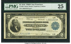 image for: Fr. 780 $2 1918 Federal Reserve Bank Note PMG Very Fine 25....