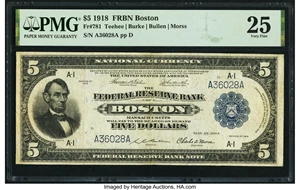 image for: Fr. 781 $5 1918 Federal Reserve Bank Note PMG Very Fine 25....