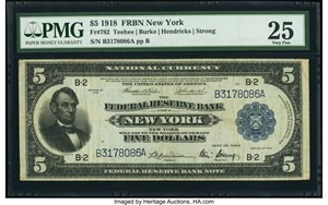 image for: Fr. 782 $5 1918 Federal Reserve Bank Note PMG Very Fine 25....