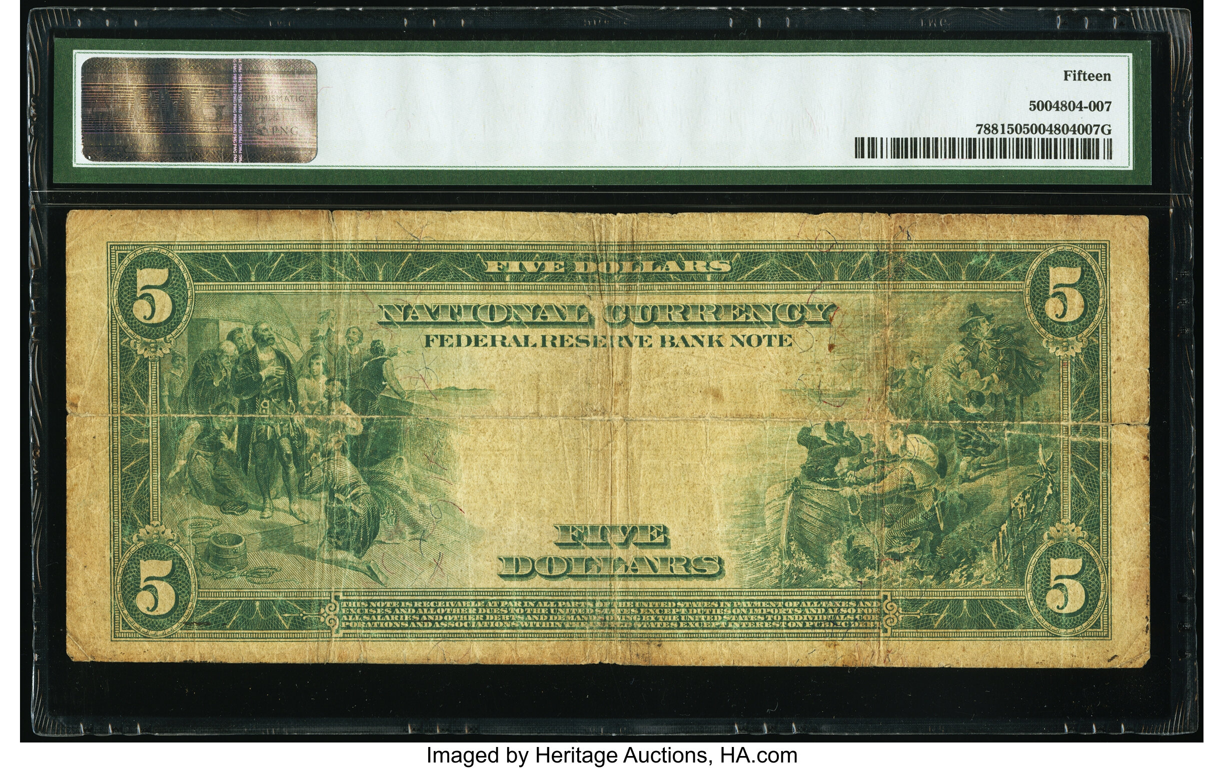 image for: Fr. 788 $5 1915 Federal Reserve Bank Note PMG Choice Fine 15....