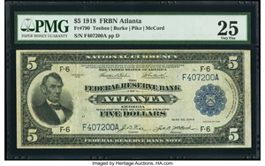 image for: Fr. 790 $5 1918 Federal Reserve Bank Note PMG Very Fine 25....