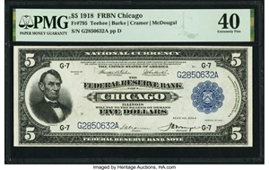 image for: Fr. 795 $5 1918 Federal Reserve Bank Note PMG Extremely Fine 40....