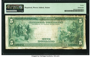 image for: Fr. 804 $5 1918 Federal Reserve Bank Note PMG Fine 12 Net....