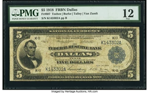image for: Fr. 807 $5 1918 Federal Reserve Bank Note PMG Fine 12....