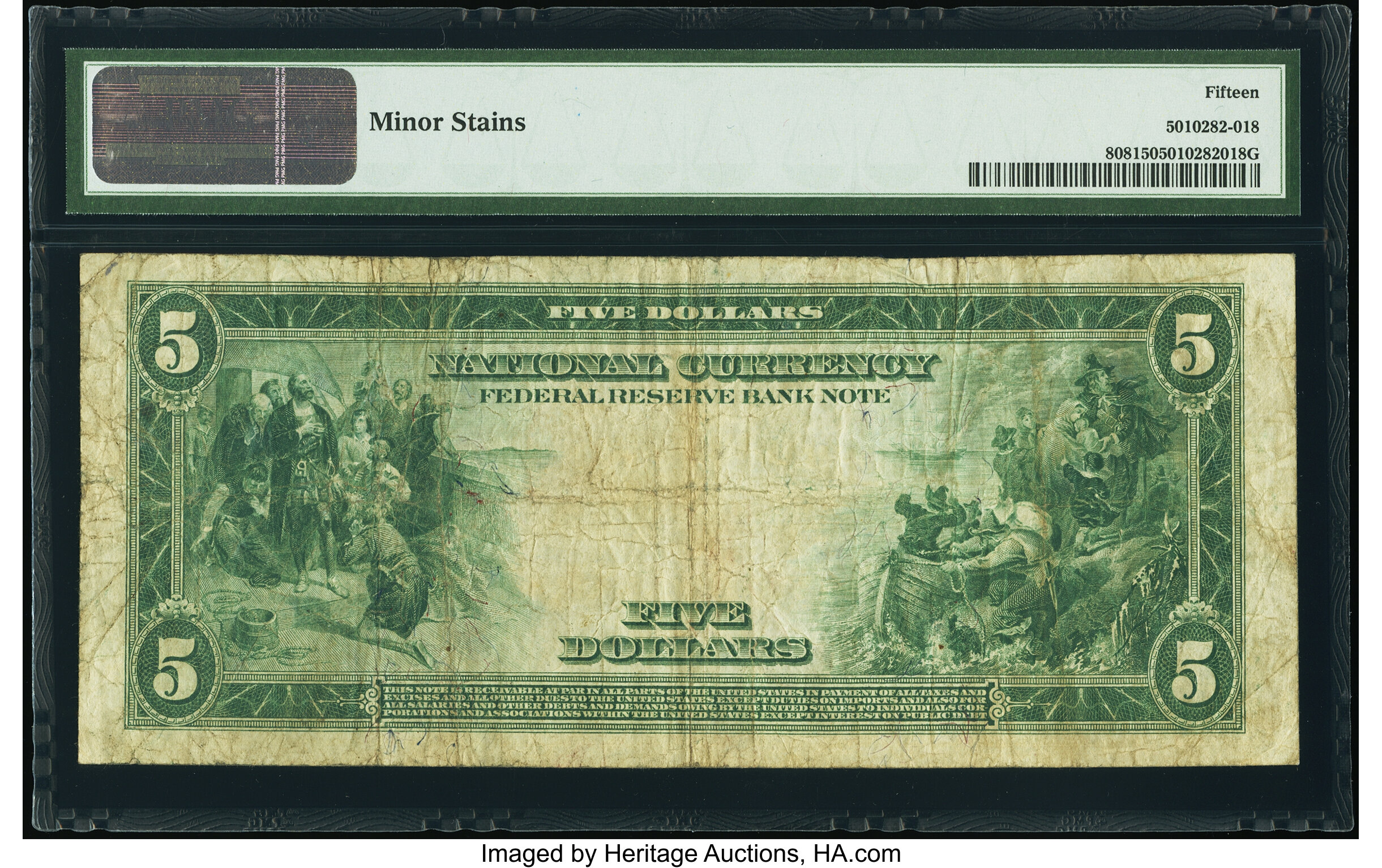 image for: Fr. 808 $5 1915 Federal Reserve Bank Note PMG Choice Fine 15....