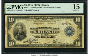 image for: Fr. 813 $10 1915 Federal Reserve Bank Note PMG Choice Fine 15....