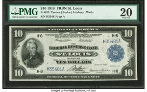 image for: Fr. 815 $10 1918 Federal Reserve Bank Note PMG Very Fine 20....