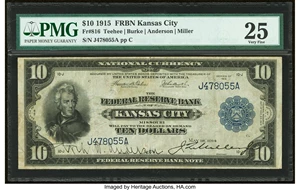 image for: Fr. 816 $10 1915 Federal Reserve Bank Note PMG Very Fine 25....