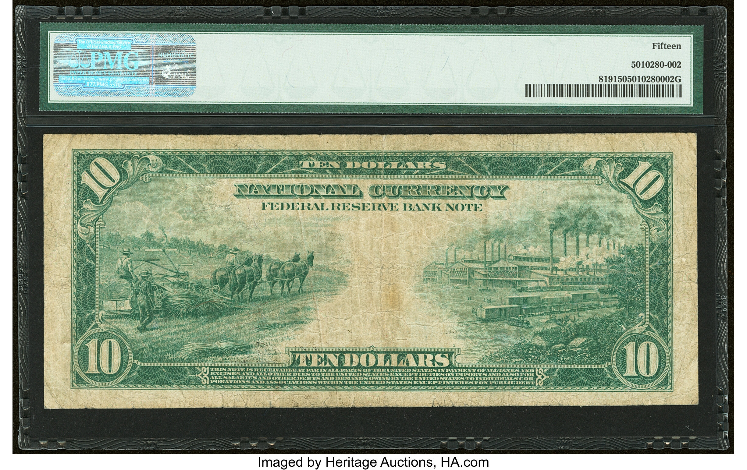 image for: Fr. 819 $10 1915 Federal Reserve Bank Note PMG Choice Fine 15....