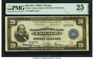 image for: Fr. 824 $20 1915 Federal Reserve Bank Note PMG Very Fine 25....