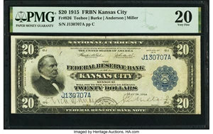 image for: Fr. 826 $20 1915 Federal Reserve Bank Note PMG Very Fine 20....