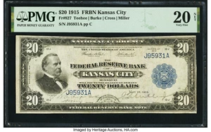 image for: Fr. 827 $20 1915 Federal Reserve Bank Note PMG Very Fine 20 Net....