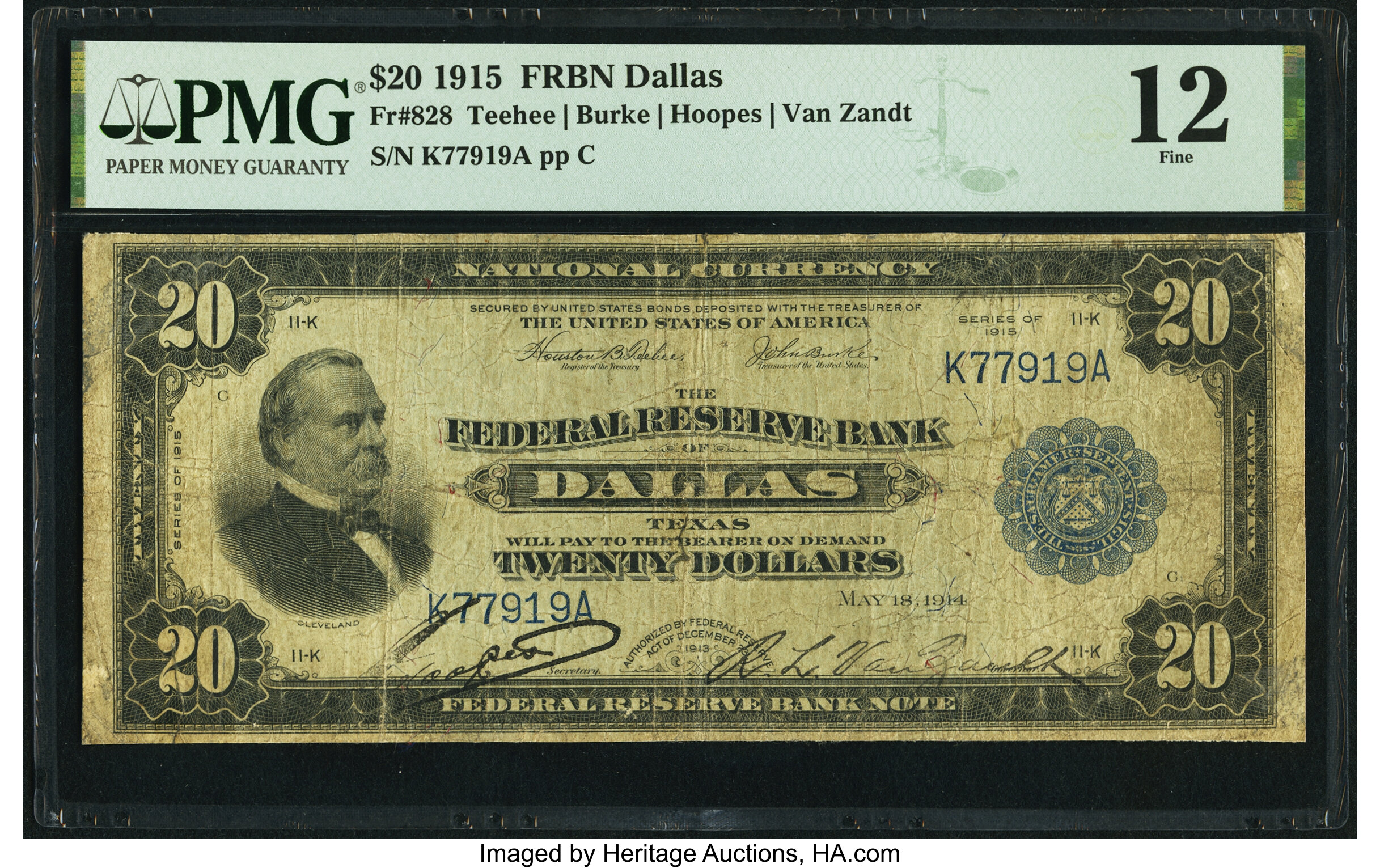 image for: Fr. 828 $20 1915 Federal Reserve Bank Note PMG Fine 12....