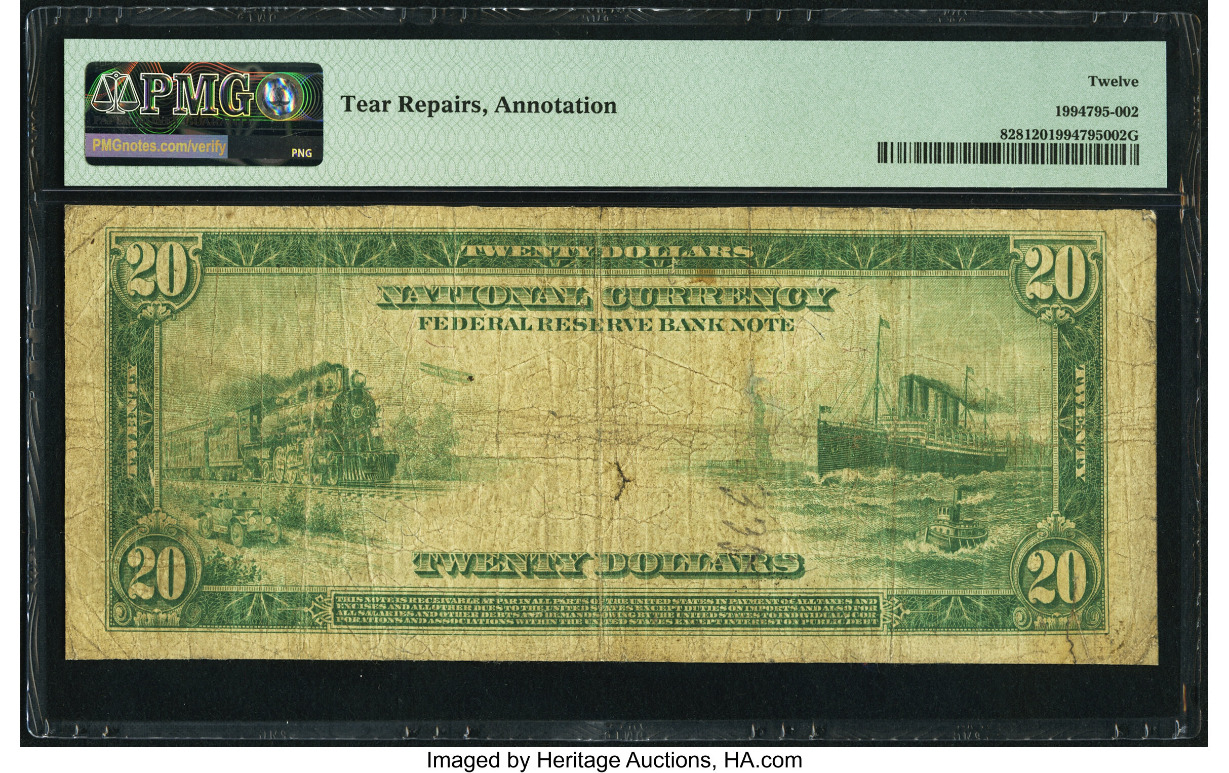 image for: Fr. 828 $20 1915 Federal Reserve Bank Note PMG Fine 12....