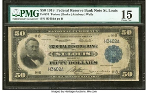 image for: Fr. 831 $50 1918 Federal Reserve Bank Note PMG Choice Fine 15....