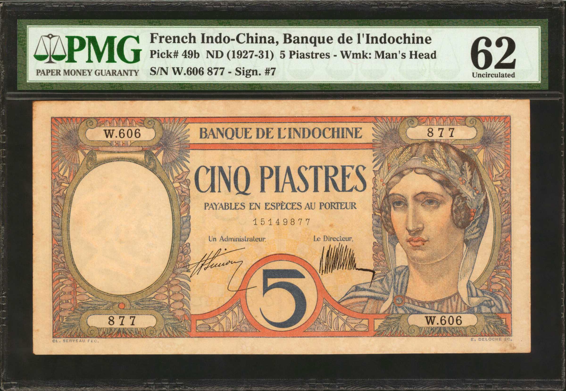 image for: French Indo-China  5 piastres(B136bs)