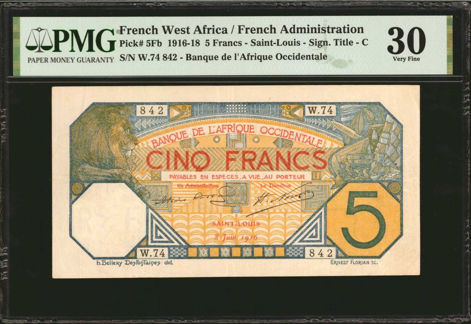 image for: French West Africa  5 francs (B101Da1)