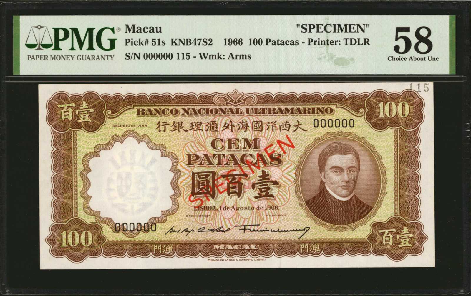 image for: Macau  100 patacas (B041o)